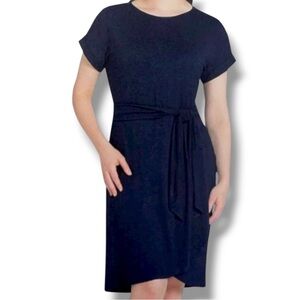Chaps Women's Dress XXL Short Sleeve Faux Wrap Navy Blue